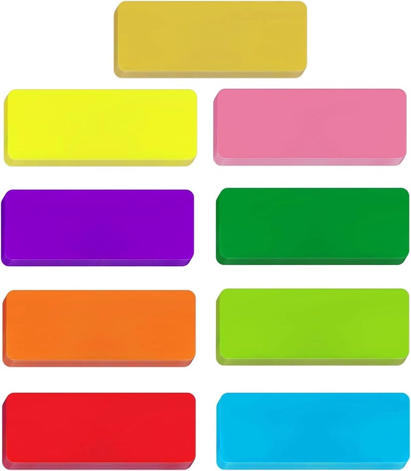 Mositear 54pcs Magnetic Dry Erase Labels 9 Colorful Name Tags Flexible Reusable Magnetic Label Stickers for White Board Refrigerator Locker Size 3.2"x1.2" by - Image 1